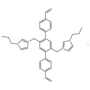 Mono(3,3'-((4,4''-diformyl-[1,1':4',1''-terphenyl]-2',5'-diyl)bis(methylene))bis(1-propyl-1H-imidazol-3-ium)) monoiodide结构式