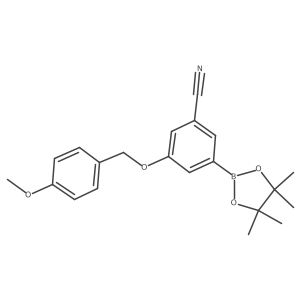3-(4-Methoxy-benzyloxy)-5-(4,4,5,5-tetramethyl-[1,3,2]dioxaborolan-2-yl)-benzonitrile结构式