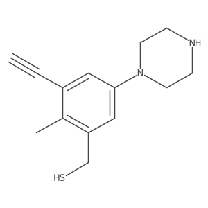 [3-Ethynyl-2-methyl-5-(piperazin-1-yl)phenyl]methanethiol结构式