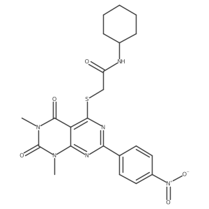 N-cyclohexyl-2-((6,8-dimethyl-2-(4-nitrophenyl)-5,7-dioxo-5,6,7,8-tetrahydropyrimido[4,5-d]pyrimidin-4-yl)thio)acetamide Structure