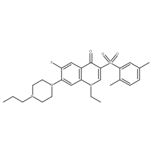 3-((2,5-dimethylphenyl)sulfonyl)-1-ethyl-6-fluoro-7-(4-propylpiperazin-1-yl)quinolin-4(1H)-one结构式