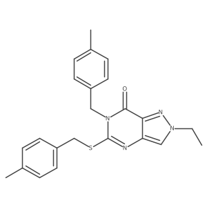 2-ethyl-6-(4-methylbenzyl)-5-((4-methylbenzyl)thio)-2H-pyrazolo[4,3-d]pyrimidin-7(6H)-one结构式