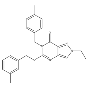 2-ethyl-6-(4-methylbenzyl)-5-((3-methylbenzyl)thio)-2H-pyrazolo[4,3-d]pyrimidin-7(6H)-one结构式