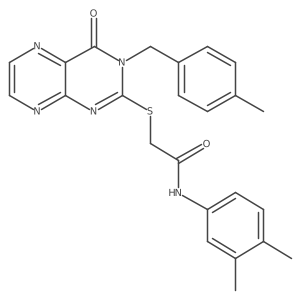N-(3,4-dimethylphenyl)-2-({3-[(4-methylphenyl)methyl]-4-oxo-3,4-dihydropteridin-2-yl}sulfanyl)acetamide结构式