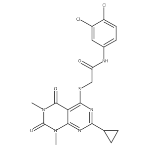 2-((2-cyclopropyl-6,8-dimethyl-5,7-dioxo-5,6,7,8-tetrahydropyrimido[4,5-d]pyrimidin-4-yl)thio)-N-(3,4-dichlorophenyl)acetamide Structure