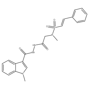 N-methyl-N-{[N'-(1-methyl-1H-indole-3-carbonyl)hydrazinecarbonyl]methyl}-2-phenylethene-1-sulfonamide结构式