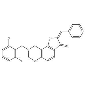 (Z)-8-(2-chloro-6-fluorobenzyl)-2-(pyridin-4-ylmethylene)-8,9-dihydro-2H-benzofuro[7,6-e][1,3]oxazin-3(7H)-one结构式