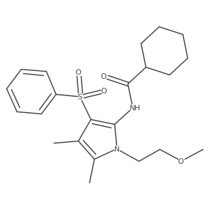 N-[1-(2-methoxyethyl)-4,5-dimethyl-3-(phenylsulfonyl)-1H-pyrrol-2-yl]cyclohexanecarboxamide结构式