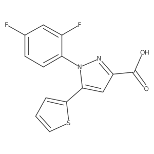 1-(2,4-difluorophenyl)-5-(thiophen-2-yl)-1H-pyrazole-3-carboxylic acid结构式