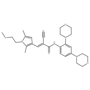 COCCn1c(C)cc(C=C(C#N)C(=O)Nc2ccc(N3CCOCC3)cc2N2CCOCC2)c1C结构式
