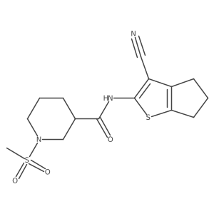 N-(3-cyano-5,6-dihydro-4H-cyclopenta[b]thiophen-2-yl)-1-(methylsulfonyl)piperidine-3-carboxamide结构式