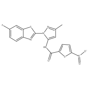 N-[2-(6-fluoro-1,3-benzothiazol-2-yl)-5-methylpyrazol-3-yl]-5-nitrothiophene-2-carboxamide Structure