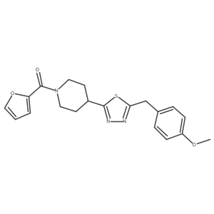 Furan-2-yl(4-(5-(4-methoxybenzyl)-1,3,4-thiadiazol-2-yl)piperidin-1-yl)methanone Structure