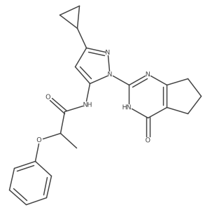N-(3-cyclopropyl-1-(4-oxo-4,5,6,7-tetrahydro-3H-cyclopenta[d]pyrimidin-2-yl)-1H-pyrazol-5-yl)-2-phenoxypropanamide Structure