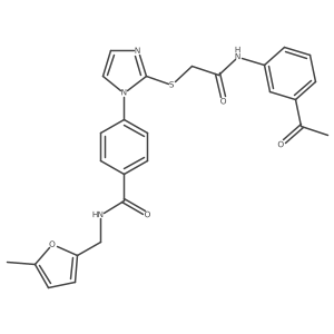 4-(2-((2-((3-acetylphenyl)amino)-2-oxoethyl)thio)-1H-imidazol-1-yl)-N-((5-methylfuran-2-yl)methyl)benzamide Structure
