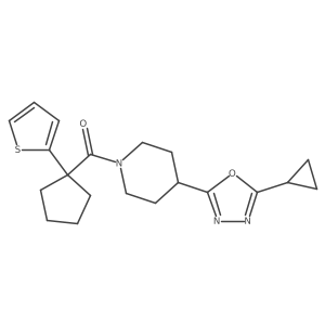(4-(5-Cyclopropyl-1,3,4-oxadiazol-2-yl)piperidin-1-yl)(1-(thiophen-2-yl)cyclopentyl)methanone Structure
