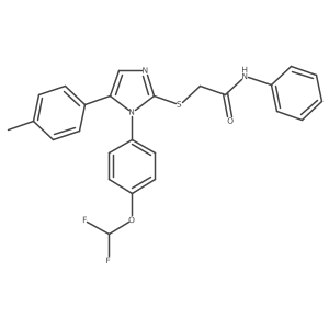 2-((1-(4-(difluoromethoxy)phenyl)-5-(p-tolyl)-1H-imidazol-2-yl)thio)-N-phenylacetamide结构式