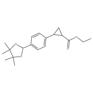 (trans)-2-[4-(4,4,5,5-Tetramethyl-[1,3,2]dioxaborolan-2-yl)-phenyl]-cyclopropanecarboxylic acid ethyl ester Structure