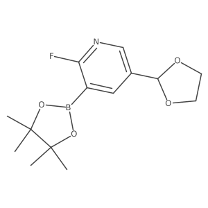 5-(1,3-Dioxolan-2-yl)-2-fluoro-3-(4,4,5,5-tetramethyl-1,3,2-dioxaborolan-2-yl)pyridine Structure