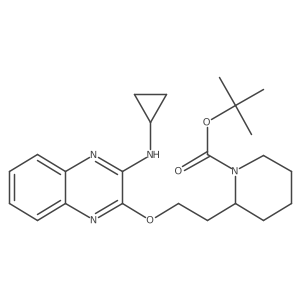 tert-Butyl 2-(2-((3-(cyclopropylamino)quinoxalin-2-yl)oxy)ethyl)piperidine-1-carboxylate结构式