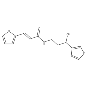 (E)-3-(furan-2-yl)-N-(3-(furan-3-yl)-3-hydroxypropyl)acrylamide结构式