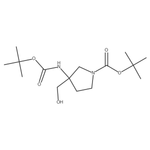 Tert-butyl 3-{[(tert-butoxy)carbonyl]amino}-3-(hydroxymethyl)pyrrolidine-1-carboxylate结构式
