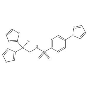 N-(2-(furan-2-yl)-2-hydroxy-2-(thiophen-3-yl)ethyl)-4-(1H-pyrazol-1-yl)benzenesulfonamide结构式