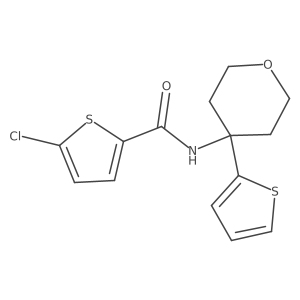 5-chloro-N-(4-(thiophen-2-yl)tetrahydro-2H-pyran-4-yl)thiophene-2-carboxamide结构式