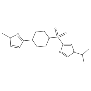 1-((1-isopropyl-1H-imidazol-4-yl)sulfonyl)-4-(1-methyl-1H-pyrazol-3-yl)piperidine结构式