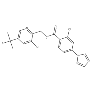 2-chloro-N-{[3-chloro-5-(trifluoromethyl)pyridin-2-yl]methyl}-4-(1H-1,2,4-triazol-1-yl)benzamide Structure