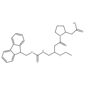 2-[(2S)-1-[3-ethoxy-4-({[(9H-fluoren-9-yl)methoxy]carbonyl}amino)butanoyl]pyrrolidin-2-yl]acetic acid Structure