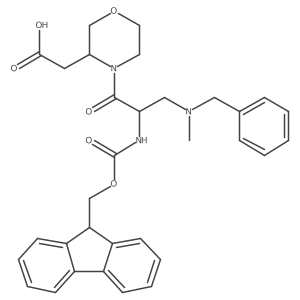 2-(4-{3-[benzyl(methyl)amino]-2-({[(9H-fluoren-9-yl)methoxy]carbonyl}amino)propanoyl}morpholin-3-yl)acetic acid结构式