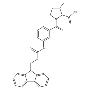 1-[6-({[(9H-fluoren-9-yl)methoxy]carbonyl}amino)pyridine-2-carbonyl]-3-methylpyrrolidine-2-carboxylic acid结构式