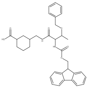3-{[3-(benzyloxy)-2-({[(9H-fluoren-9-yl)methoxy]carbonyl}amino)butanamido]methyl}cyclohexane-1-carboxylic acid Structure