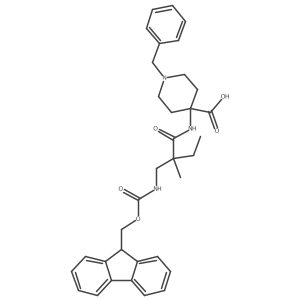 1-benzyl-4-{2-[({[(9H-fluoren-9-yl)methoxy]carbonyl}amino)methyl]-2-methylbutanamido}piperidine-4-carboxylic acid Structure