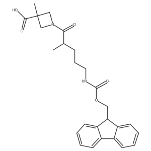 1-[5-({[(9H-fluoren-9-yl)methoxy]carbonyl}amino)-2-methylpentanoyl]-3-methylazetidine-3-carboxylic acid结构式