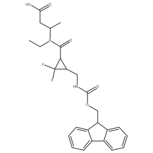 3-(N-ethyl-1-{3-[({[(9H-fluoren-9-yl)methoxy]carbonyl}amino)methyl]-2,2-difluorocyclopropyl}formamido)butanoic acid结构式