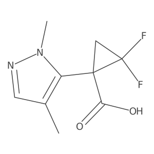 1-(1,4-dimethyl-1H-pyrazol-5-yl)-2,2-difluorocyclopropane-1-carboxylic acid结构式