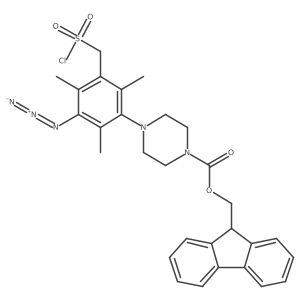 (9H-fluoren-9-yl)methyl 4-{3-azido-5-[(chlorosulfonyl)methyl]-2,4,6-trimethylphenyl}piperazine-1-carboxylate Structure