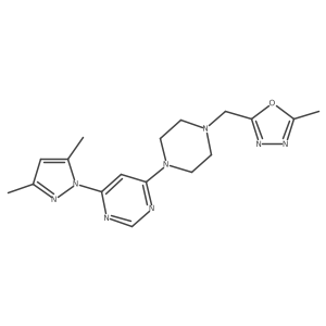 4-(3,5-dimethyl-1H-pyrazol-1-yl)-6-{4-[(5-methyl-1,3,4-oxadiazol-2-yl)methyl]piperazin-1-yl}pyrimidine结构式