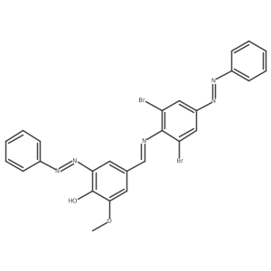 Phenol, 4-[[[2,6-dibromo-4-(2-phenyldiazenyl)phenyl]imino]methyl]-2-methoxy-6-(2-phenyldiazenyl)- Structure