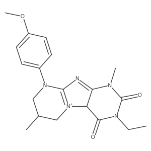 3-Ethyl-9-(4-methoxyphenyl)-1,7-dimethyl-4a,6,7,8-tetrahydropurino[7,8-a]pyrimidin-5-ium-2,4-dione结构式