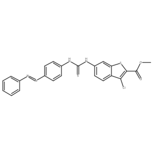 Benzo[b]thiophene-2-carboxylic acid, 3-chloro-6-[[[[4-(2-phenyldiazenyl)phenyl]amino]thioxomethyl]amino]-, methyl ester Structure