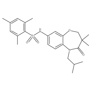 N-(5-isobutyl-3,3-dimethyl-4-oxo-2,3,4,5-tetrahydrobenzo[b][1,4]oxazepin-8-yl)-2,4,6-trimethylbenzenesulfonamide结构式