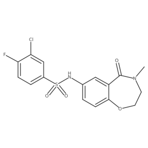 3-chloro-4-fluoro-N-(4-methyl-5-oxo-2,3,4,5-tetrahydrobenzo[f][1,4]oxazepin-7-yl)benzenesulfonamide结构式