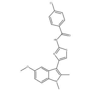 4-chloro-N-[4-(5-methoxy-1,2-dimethyl-1H-indol-3-yl)-1,3-thiazol-2-yl]benzamide结构式