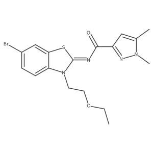 [N(Z)]-N-[6-Bromo-3-(2-ethoxyethyl)-2(3H)-benzothiazolylidene]-1,5-dimethyl-1H-pyrazole-3-carboxamide结构式