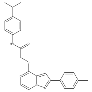 2-{[2-(4-methylphenyl)pyrazolo[1,5-a]pyrazin-4-yl]sulfanyl}-N-[4-(propan-2-yl)phenyl]acetamide结构式