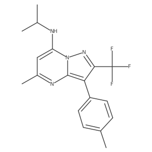 5-methyl-3-(4-methylphenyl)-N-(propan-2-yl)-2-(trifluoromethyl)pyrazolo[1,5-a]pyrimidin-7-amine Structure