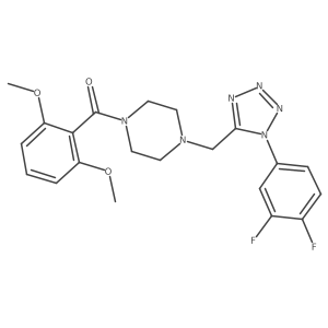 (4-((1-(3,4-difluorophenyl)-1H-tetrazol-5-yl)methyl)piperazin-1-yl)(2,6-dimethoxyphenyl)methanone Structure